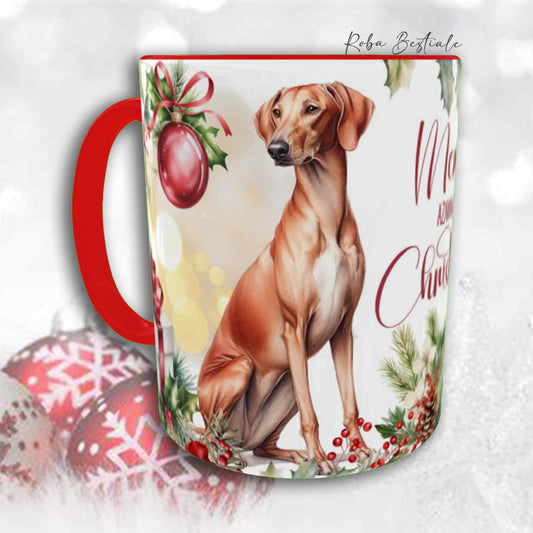 Tazza VINTAGE WINTER - AZAWAKH - In Ceramica, con dettagli Rossi - 330 ml