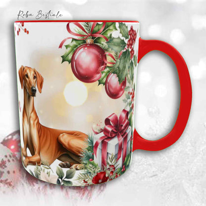 Tazza VINTAGE WINTER - AZAWAKH - In Ceramica, con dettagli Rossi - 330 ml