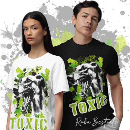 T-shirt TOXIC - AZAWAKH - Bianca o Nera, Uomo o Donna - dalla XS alla 5XL - 100% Cotone