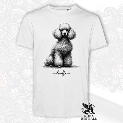 DOODLE T-Shirt - White POODLE - White, for Men or Women - XS to 5XL