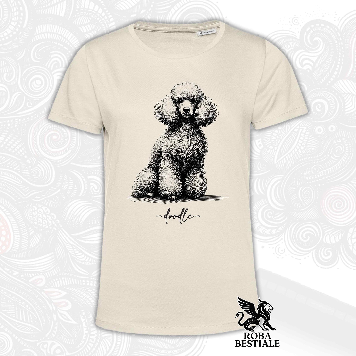 DOODLE T-Shirt - White POODLE - White, for Men or Women - XS to 5XL