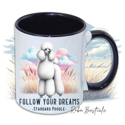 Tasse QUOTES "RÊVE" - BARBET Grand Modèle Blanc - En céramique, avec anse et intérieur de différentes couleurs - 330 ml