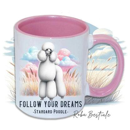 Tasse QUOTES "RÊVE" - BARBET Grand Modèle Blanc - En céramique, avec anse et intérieur de différentes couleurs - 330 ml