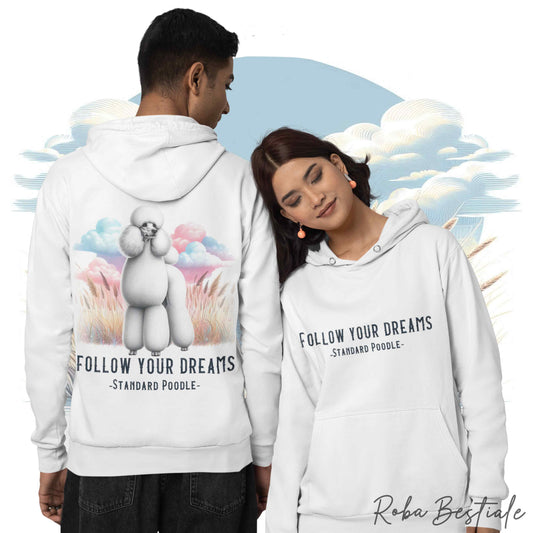 Felpa Estiva QUOTES "DREAM" - BARBONE Grande Mole Bianco - con Cappuccio, Unisex - Off White, Bianca o Grigia - dalla S alla 2XL