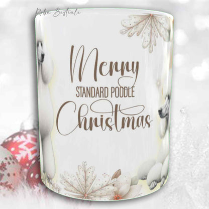 Tazza COZY WINTER - BARBONE Grande Mole Bianco - In Ceramica, con manico color Oro - 330 ml