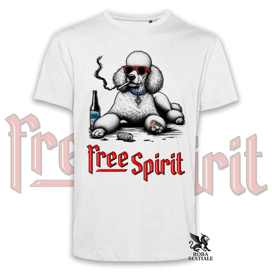 T-Shirt FREE SPIRIT - BARBONE Grande Mole Bianco - Bianca o Beige, da Uomo o da Donna - dalla XS alla 5XL