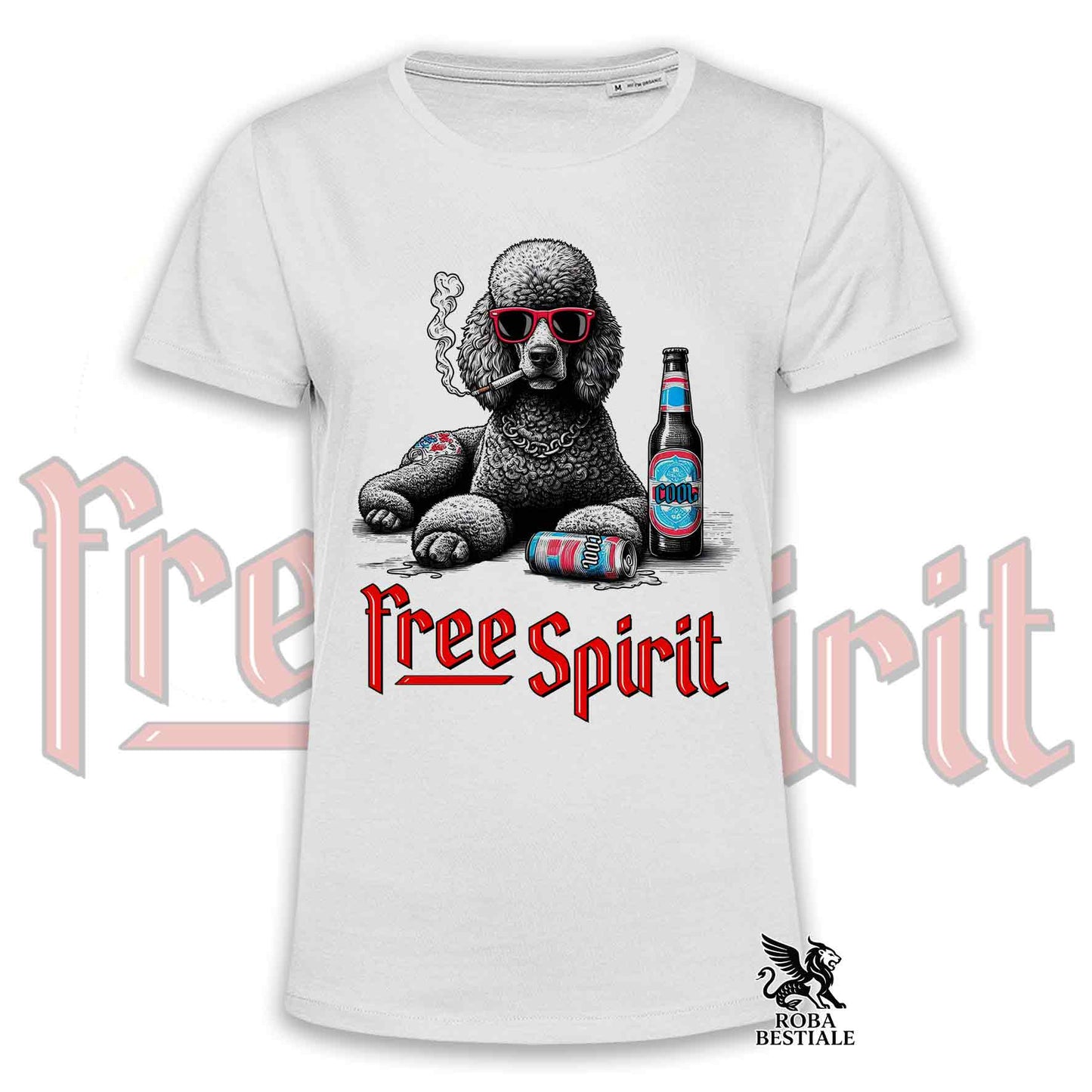T-shirt FREE SPIRIT - GRAND BARBET Gris - Blanc ou Beige, Homme ou Femme - du XS au 5XL
