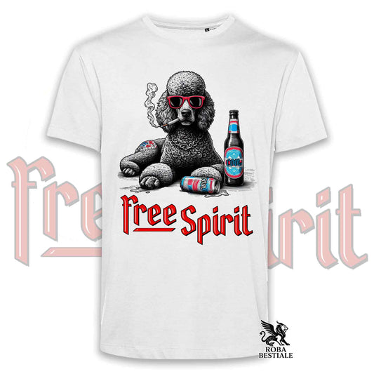 T-Shirt FREE SPIRIT - BARBONE Grande Mole Grigio - Bianca o Beige, da Uomo o da Donna - dalla XS alla 5XL