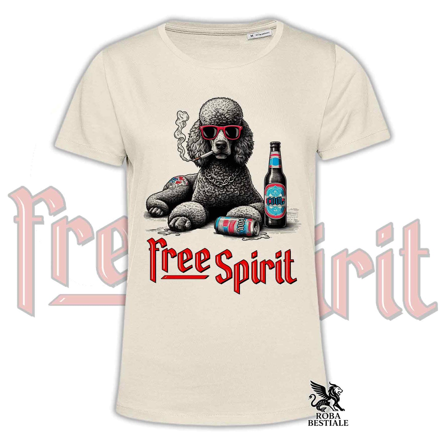 T-shirt FREE SPIRIT - GRAND BARBET Gris - Blanc ou Beige, Homme ou Femme - du XS au 5XL
