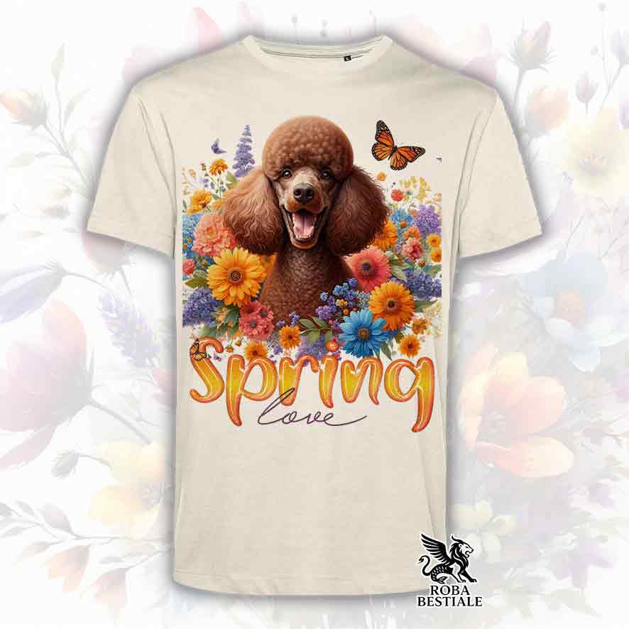 T-Shirt SPRING LOVE - BARBONE Grande Mole Marrone - Bianca o Beige, da Uomo o da Donna - dalla XS alla 5XL