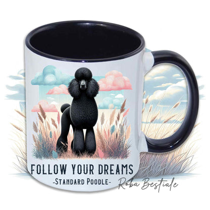 Tasse QUOTES "DREAM" - BARBET Grande Modèle Noir - En céramique, avec anse et intérieur de différentes couleurs - 330 ml