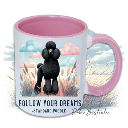Tasse QUOTES "DREAM" - BARBET Grande Modèle Noir - En céramique, avec anse et intérieur de différentes couleurs - 330 ml