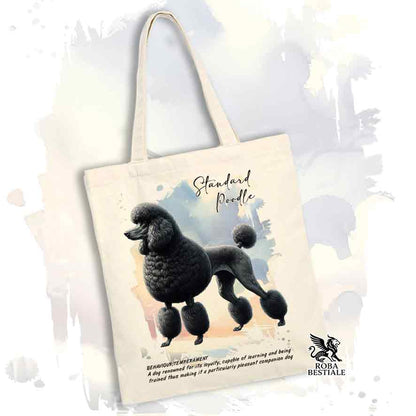 Tote Bag BEHAVIOR - BARBONE Grande Mole Nero - 100% Cotone - Bianca o Beige