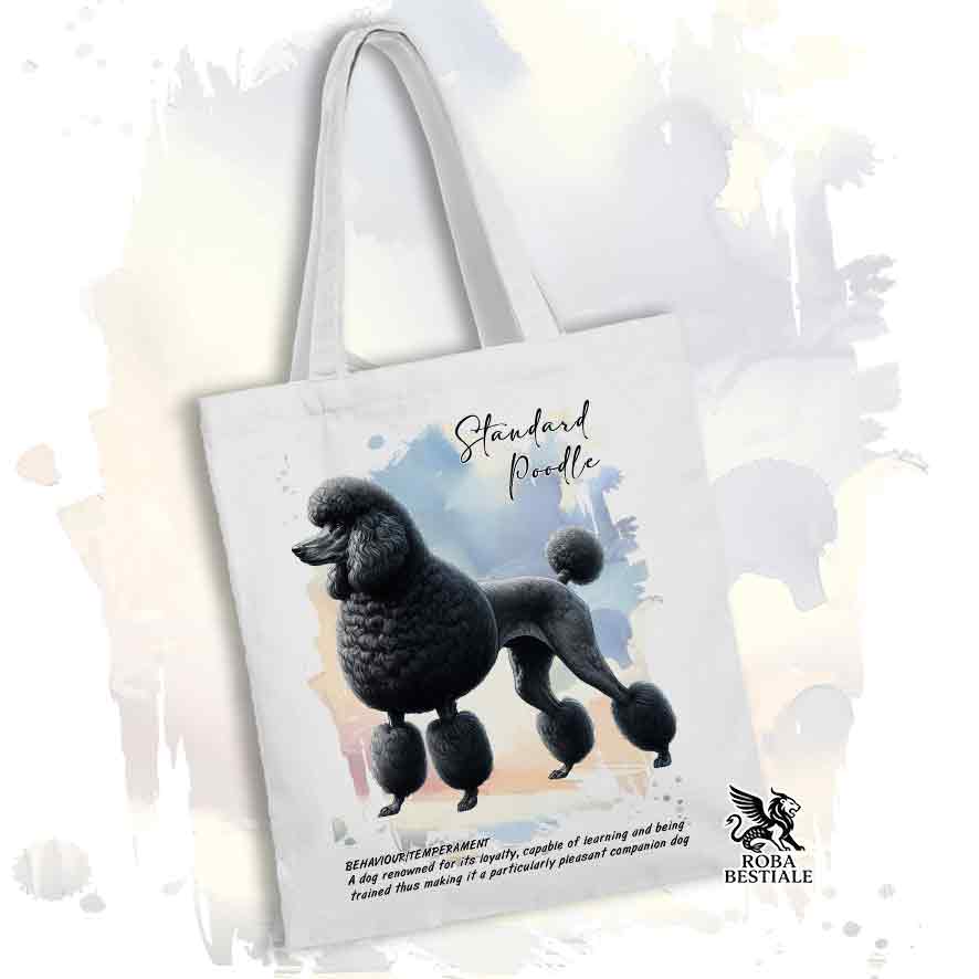 Tote Bag BEHAVIOR - BARBONE Grande Mole Nero - 100% Cotone - Bianca o Beige