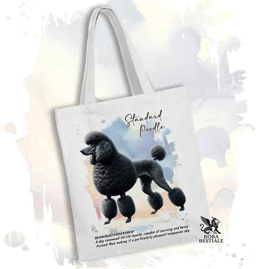 Tote Bag BEHAVIOR - BARBONE Grande Mole Nero - 100% Cotone - Bianca o Beige