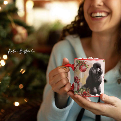 Tazza VINTAGE WINTER - BARBONE Grande Mole Nero - In Ceramica, con dettagli Rossi - 330 ml