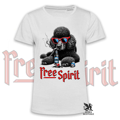 T-shirt FREE SPIRIT - CANICHE Grande Taille Noir - Blanche ou Beige, Homme ou Femme - du XS au 5XL
