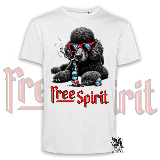 T-Shirt FREE SPIRIT - BARBONE Grande Mole Nero - Bianca o Beige, da Uomo o da Donna - dalla XS alla 5XL
