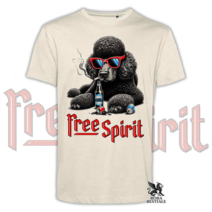 T-shirt FREE SPIRIT - CANICHE Grande Taille Noir - Blanche ou Beige, Homme ou Femme - du XS au 5XL