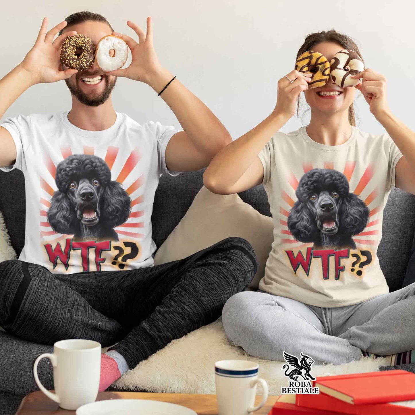 T-Shirt WTF?? - BARBONE Grande Mole Nero - Bianca o Beige, da Uomo o da Donna - dalla XS alla 5XL