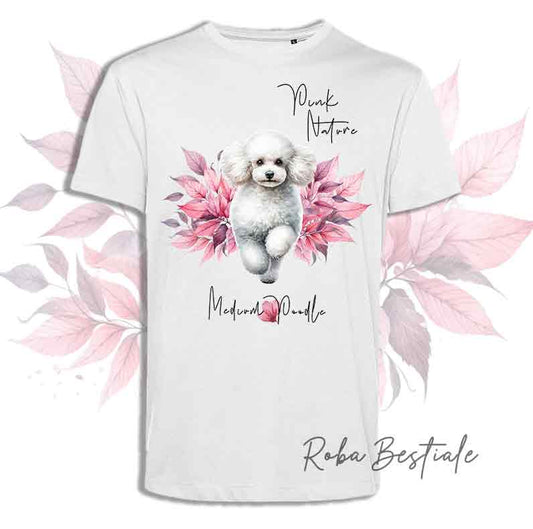 T-Shirt PINK NATURE - BARBONE Bianco - Standard, Medio, Miniature & Toy - Uomo o Donna - dalla XS alla 5XL