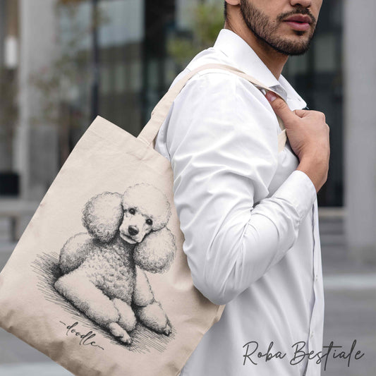 Shopper DOODLE Elegance - BARBONE Media Mole Bianco - Diversi colori disponibili, 100% Cotone