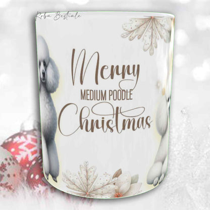 Tazza COZY WINTER - BARBONE Media Mole Bianco - In Ceramica, con manico color Oro - 330 ml