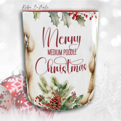 Tazza VINTAGE WINTER - BARBONE Media Mole Fulvo - In Ceramica, con dettagli Rossi - 330 ml