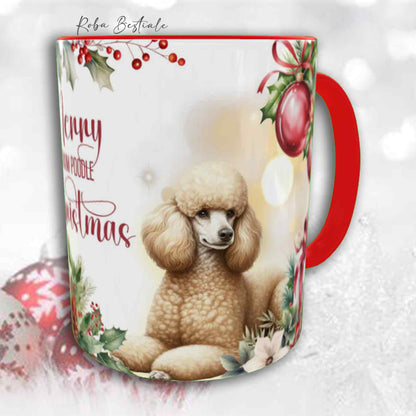 Tazza VINTAGE WINTER - BARBONE Media Mole Fulvo - In Ceramica, con dettagli Rossi - 330 ml