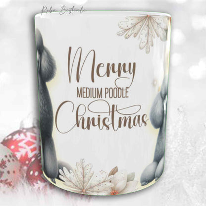 Tazza COZY WINTER - BARBONE Media Mole Grigio Argento - In Ceramica, con manico color Oro - 330 ml