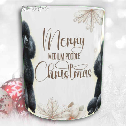 Tazza COZY WINTER - BARBONE Media Mole Nero - In Ceramica, con manico color Oro - 330 ml