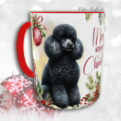 Tazza VINTAGE WINTER - BARBONE Media Mole Nero - In Ceramica, con dettagli Rossi - 330 ml