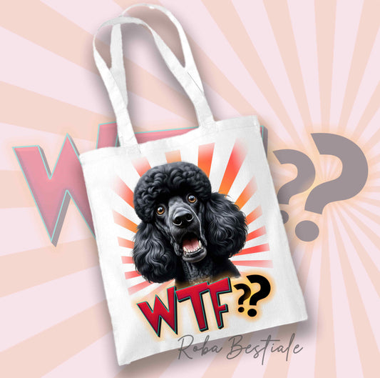 Shopper WTF?? - BARBONE Grande Mole Nero - Diversi colori disponibili, 100% Cotone