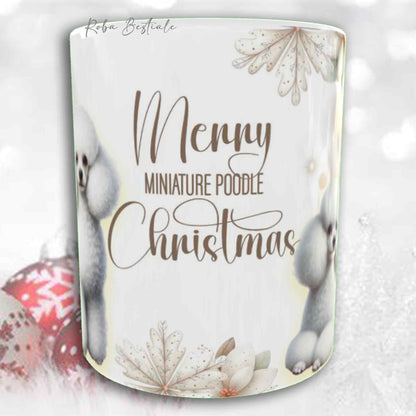 Tazza COZY WINTER - BARBONE Nano Bianco - In Ceramica, con manico color Oro - 330 ml