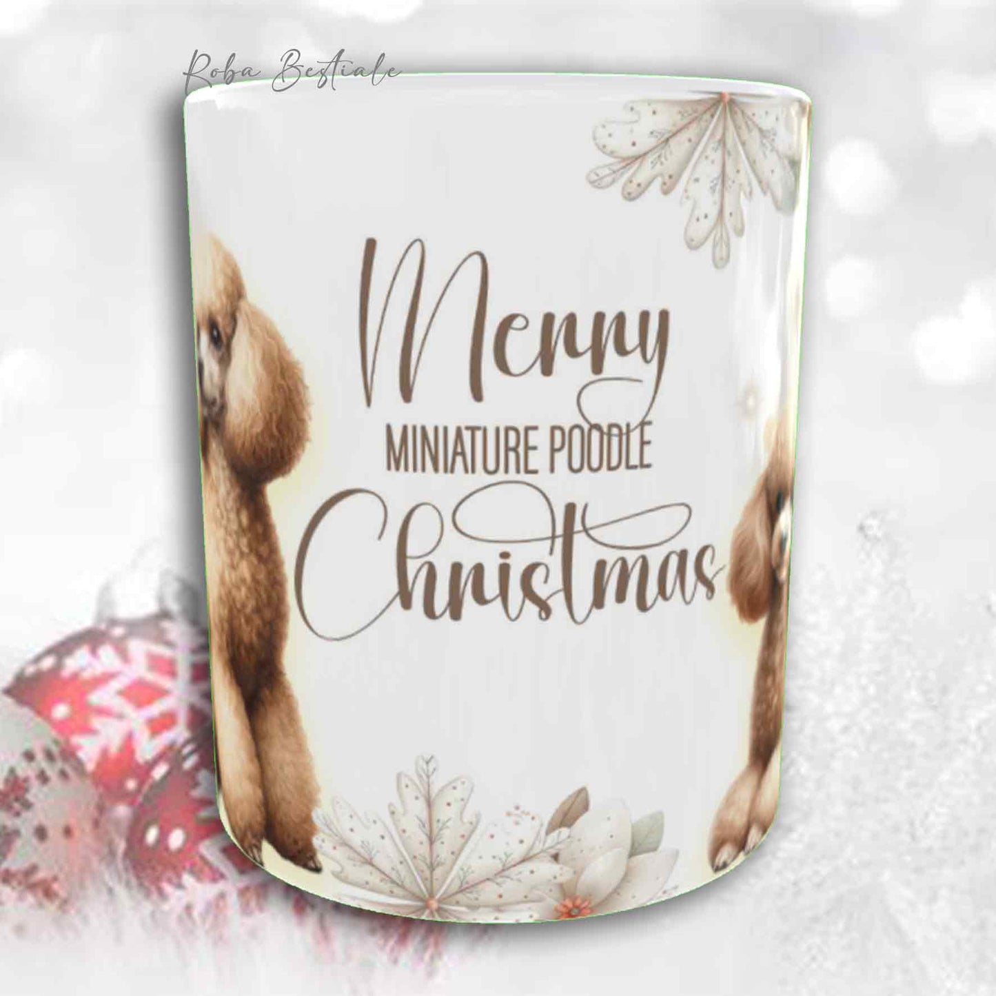 Tazza COZY WINTER - BARBONE Nano Fulvo - In Ceramica, con manico color Oro - 330 ml