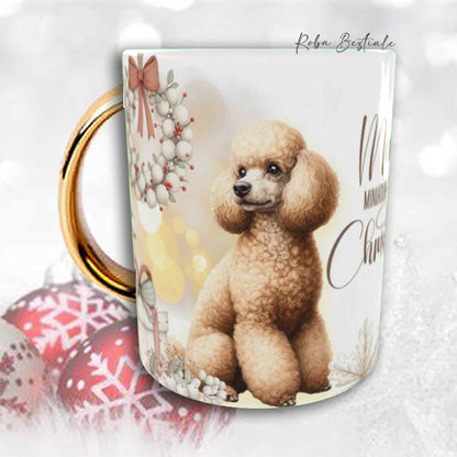 Tazza COZY WINTER - BARBONE Nano Fulvo - In Ceramica, con manico color Oro - 330 ml