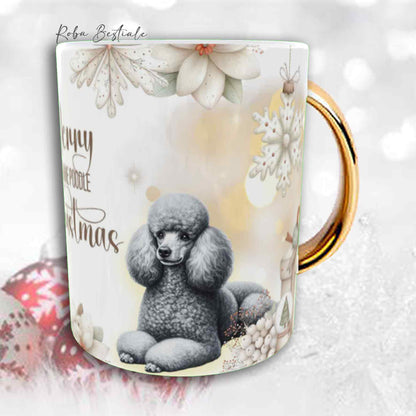 Tazza COZY WINTER - BARBONE Nano Grigio Argento - In Ceramica, con manico color Oro - 330 ml