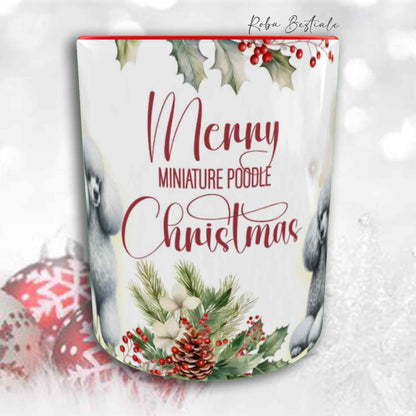 Tazza VINTAGE WINTER - BARBONE Nano Grigio Argento - In Ceramica, con dettagli Rossi - 330 ml