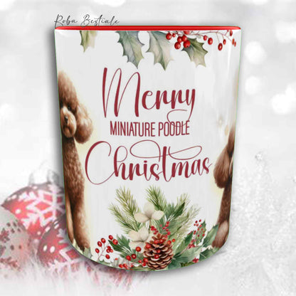 Tazza VINTAGE WINTER - BARBONE Nano Marrone - In Ceramica, con dettagli Rossi - 330 ml