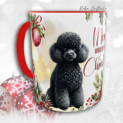 Tazza VINTAGE WINTER - BARBONE Nano Nero - In Ceramica, con dettagli Rossi - 330 ml