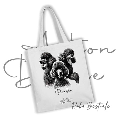 Shopper ACTION DOODLE - BARBONE Grande Mole Nero 1 - Diversi colori disponibili, 100% Cotone