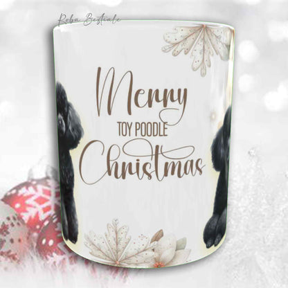 Tazza COZY WINTER - BARBONE Toy Nero - In Ceramica, con manico color Oro - 330 ml