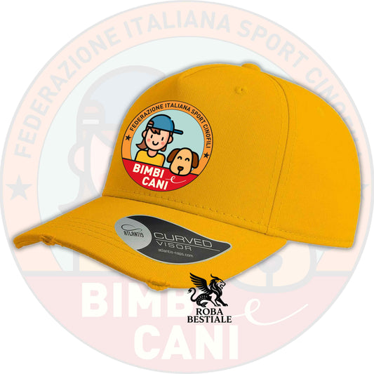 Cappellino BIMBI e CANI - Unisex - 100% Cotone - Giallo