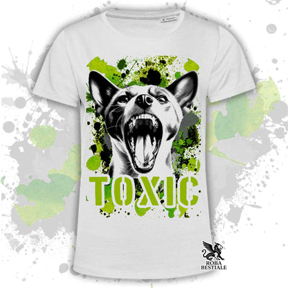 T-Shirt TOXIC - BASENJI - Bianca o Beige, da Uomo o da Donna - dalla XS alla 5XL