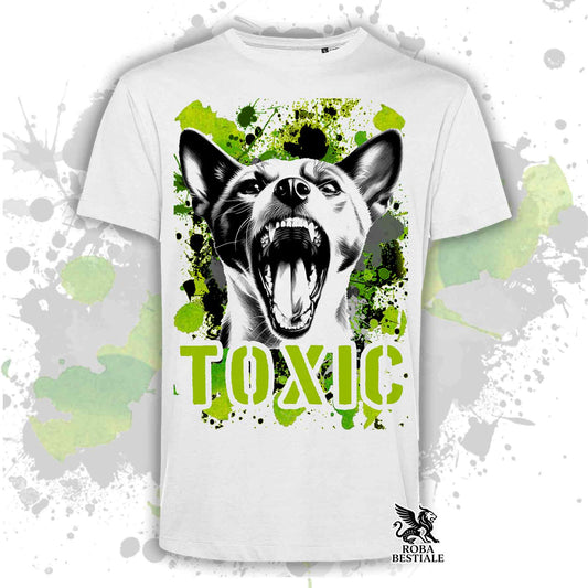 T-Shirt TOXIC - BASENJI - Bianca o Beige, da Uomo o da Donna - dalla XS alla 5XL
