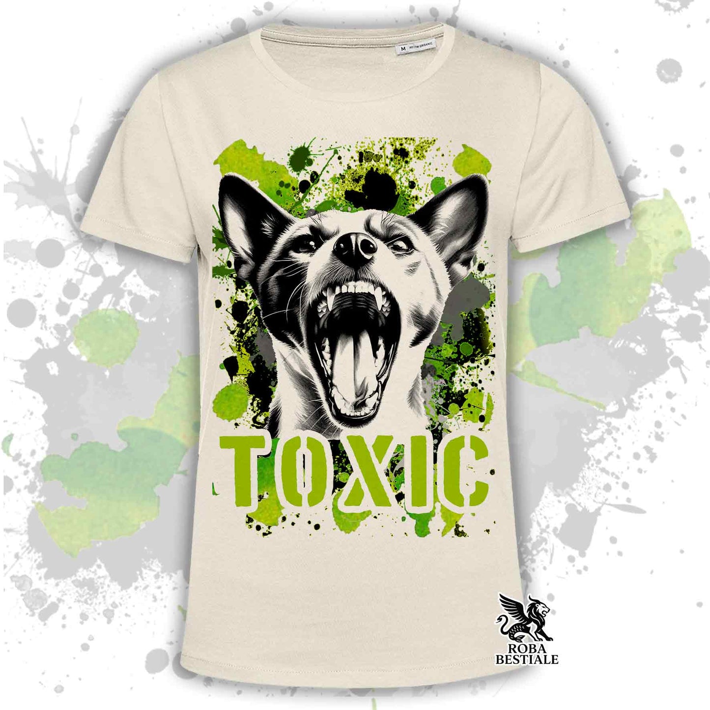 T-Shirt TOXIC - BASENJI - Bianca o Beige, da Uomo o da Donna - dalla XS alla 5XL