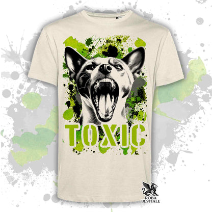 T-Shirt TOXIC - BASENJI - Bianca o Beige, da Uomo o da Donna - dalla XS alla 5XL