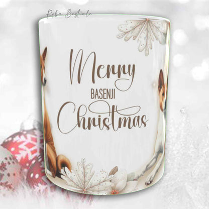 Tazza COZY WINTER - BASENJI - In Ceramica, con manico color Oro - 330 ml