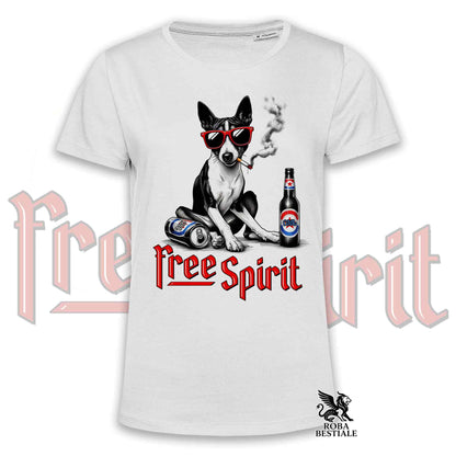 T-Shirt FREE SPIRIT - BASENJI - Bianca o Beige, da Uomo o da Donna - dalla XS alla 5XL