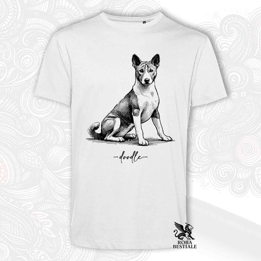 T-Shirt DOODLE - BASENJI - Bianca o Beige, da Uomo o da Donna - dalla XS alla 5XL